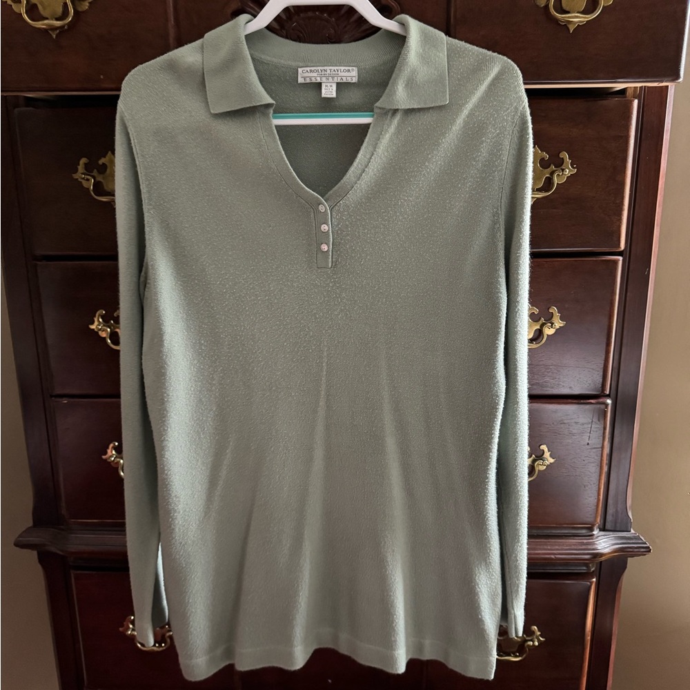 Carolyn Taylor - muted mint green sweater/blouse size M.